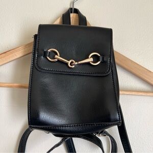 Brandy Melville Black Backpack with Gold Accent